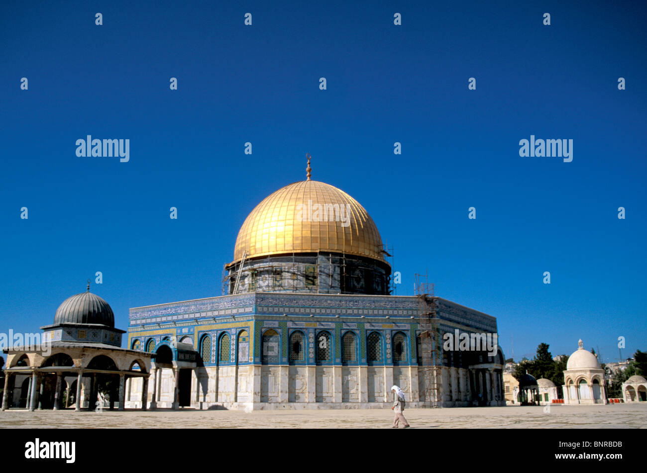 Israele, Gerusalemme la città vecchia. La Cupola della roccia e la cupola della catena Foto Stock