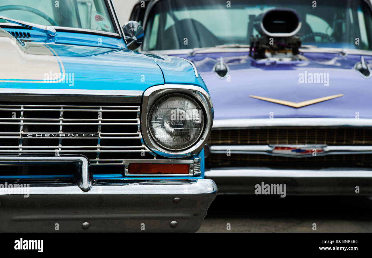 Chevrolet nova ss Coupe, Nova Super Sport e Chevrolet Bel Air, trascinare il muscolo auto. Classic American car. Foto Stock