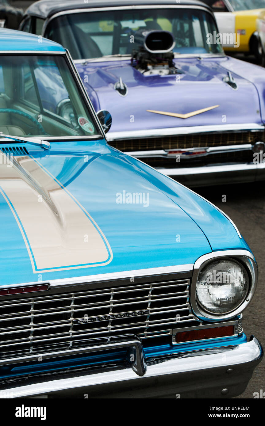Chevrolet nova ss Coupe, Nova Super Sport e Chevrolet Bel Air, trascinare il muscolo auto. Classic American car. Foto Stock