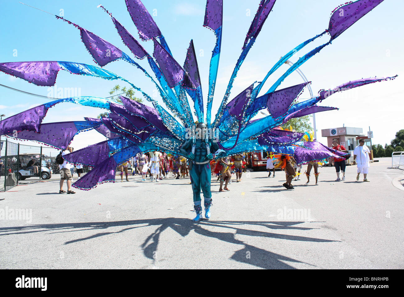 Blu porpora costume street parade festival Foto Stock