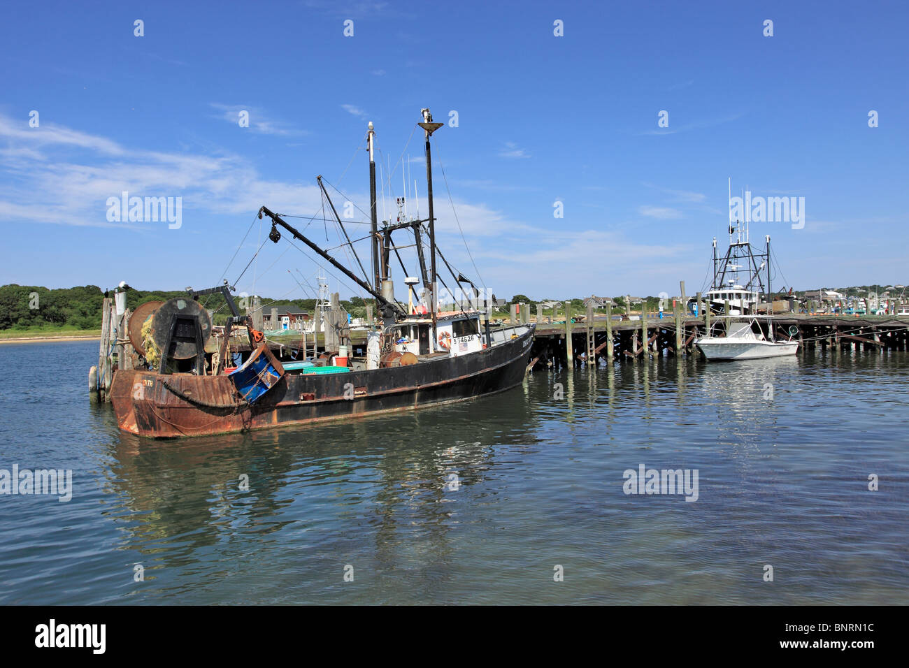 La pesca commerciale barca Montauk Long Island NY Foto Stock