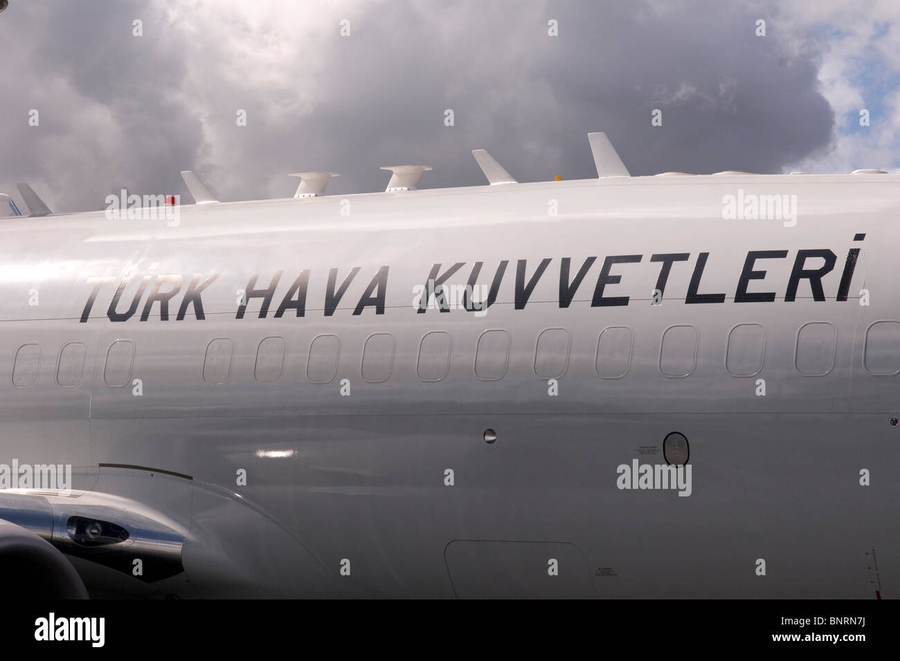 Turkish Air Force logo sul Boeing Wedgetail aerei AWACS a Farnborough International Air Show 2010 Gran Bretagna Foto Stock