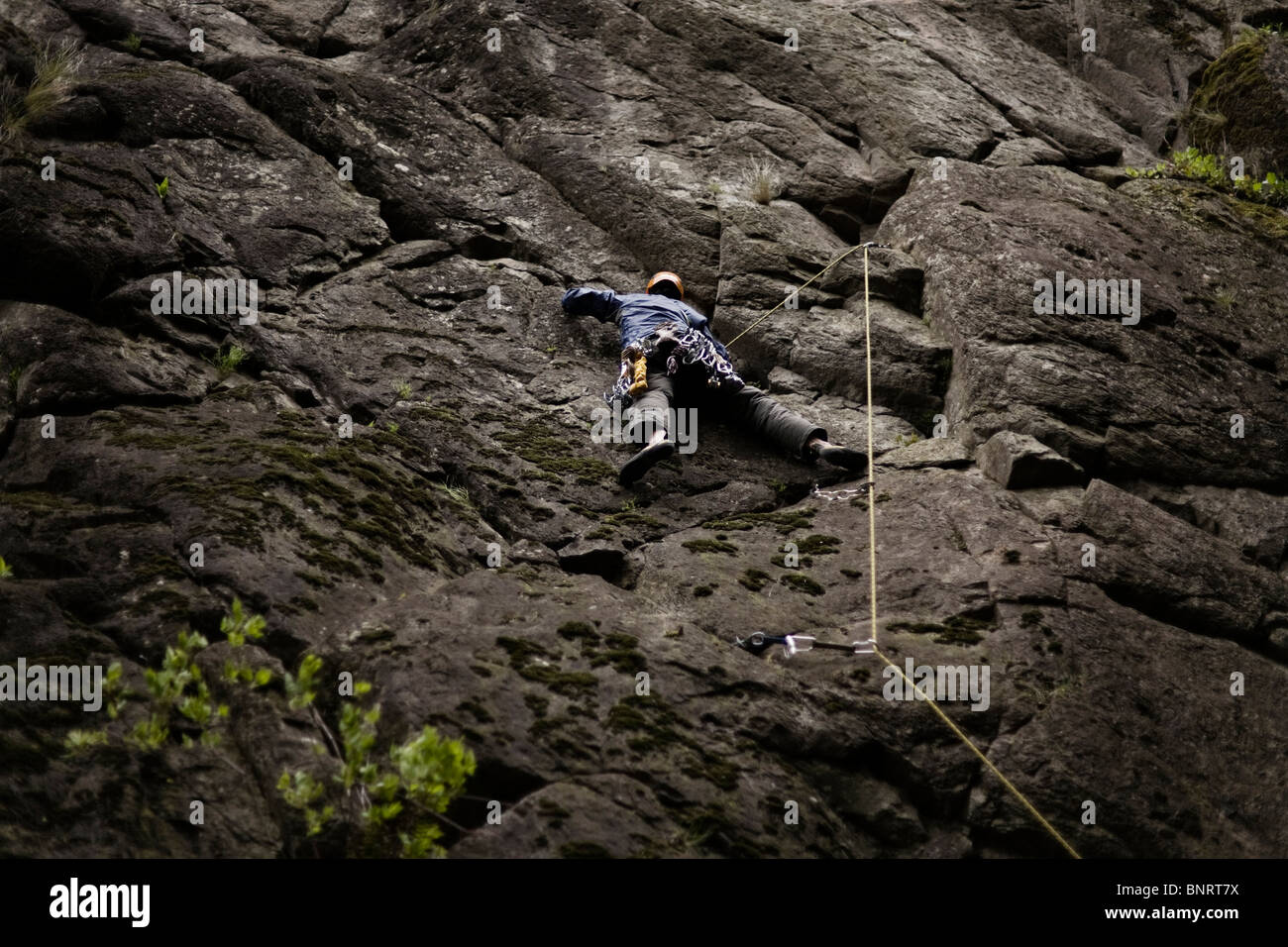 Un scalatore al Beacon Rock. Foto Stock