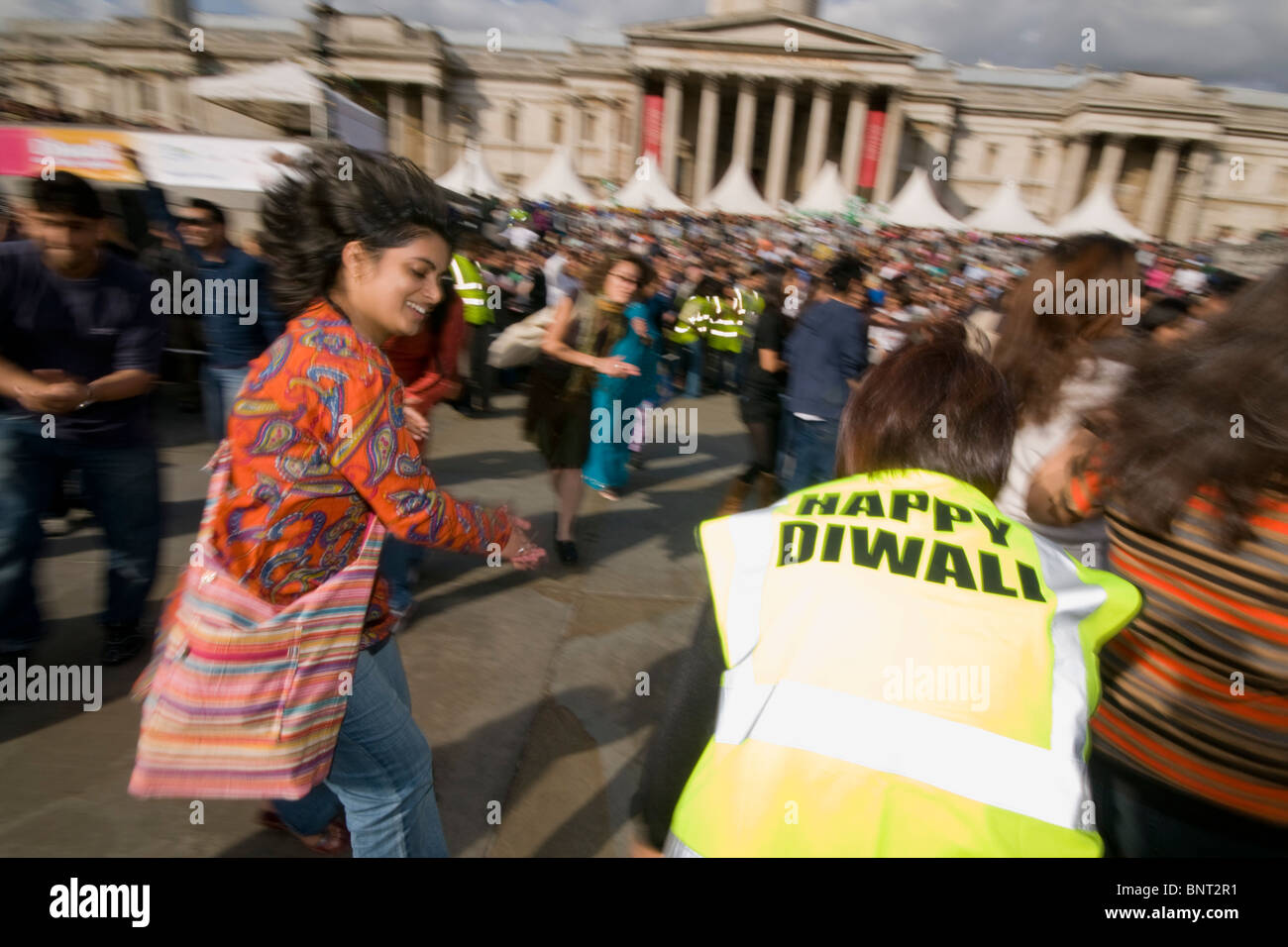 Diwali celebrazioni hanno luogo in Trafalgar Square, Londra Foto Stock