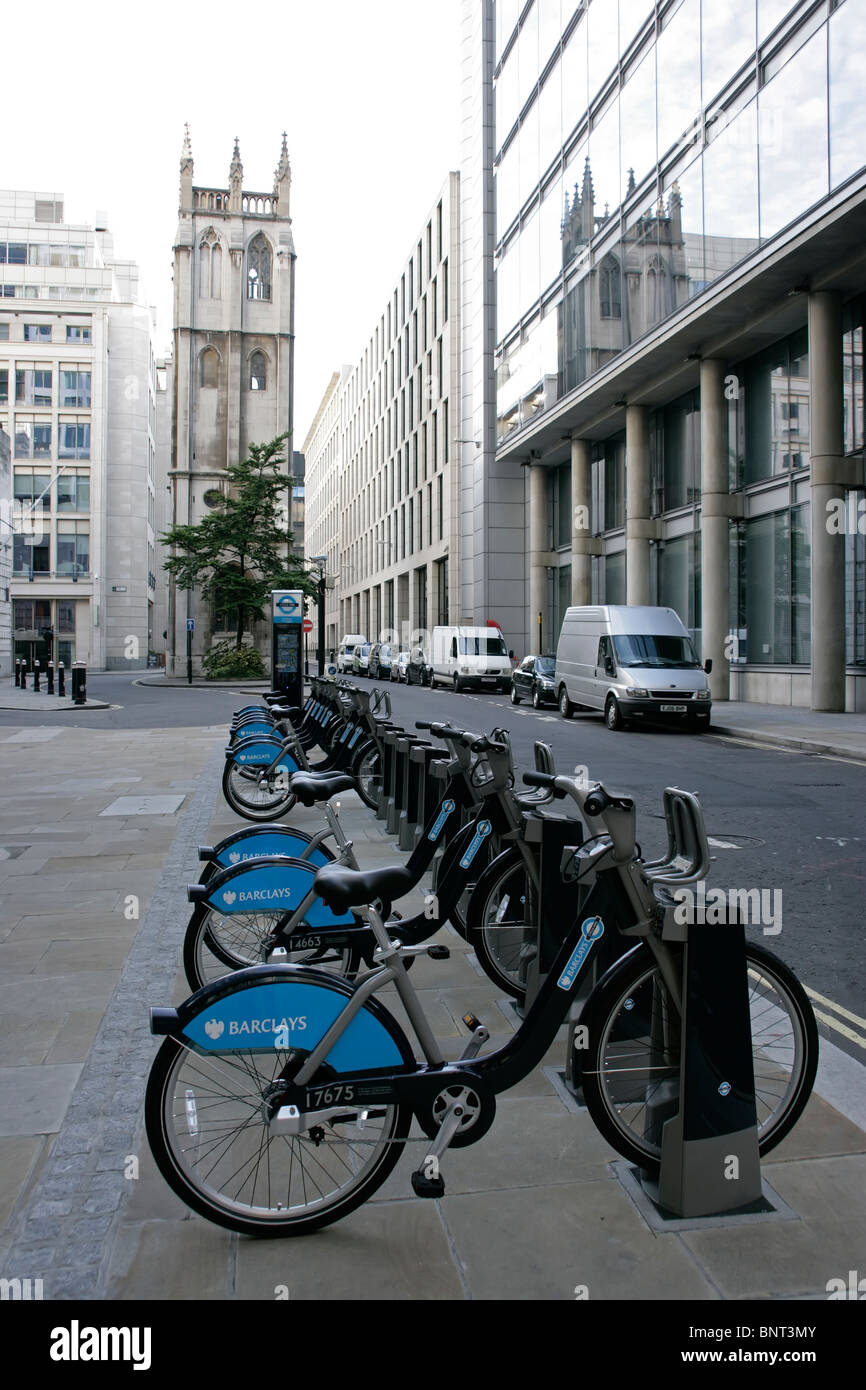 Londra è di nuovo noleggio bici a regime in Guildhall, REGNO UNITO Foto Stock