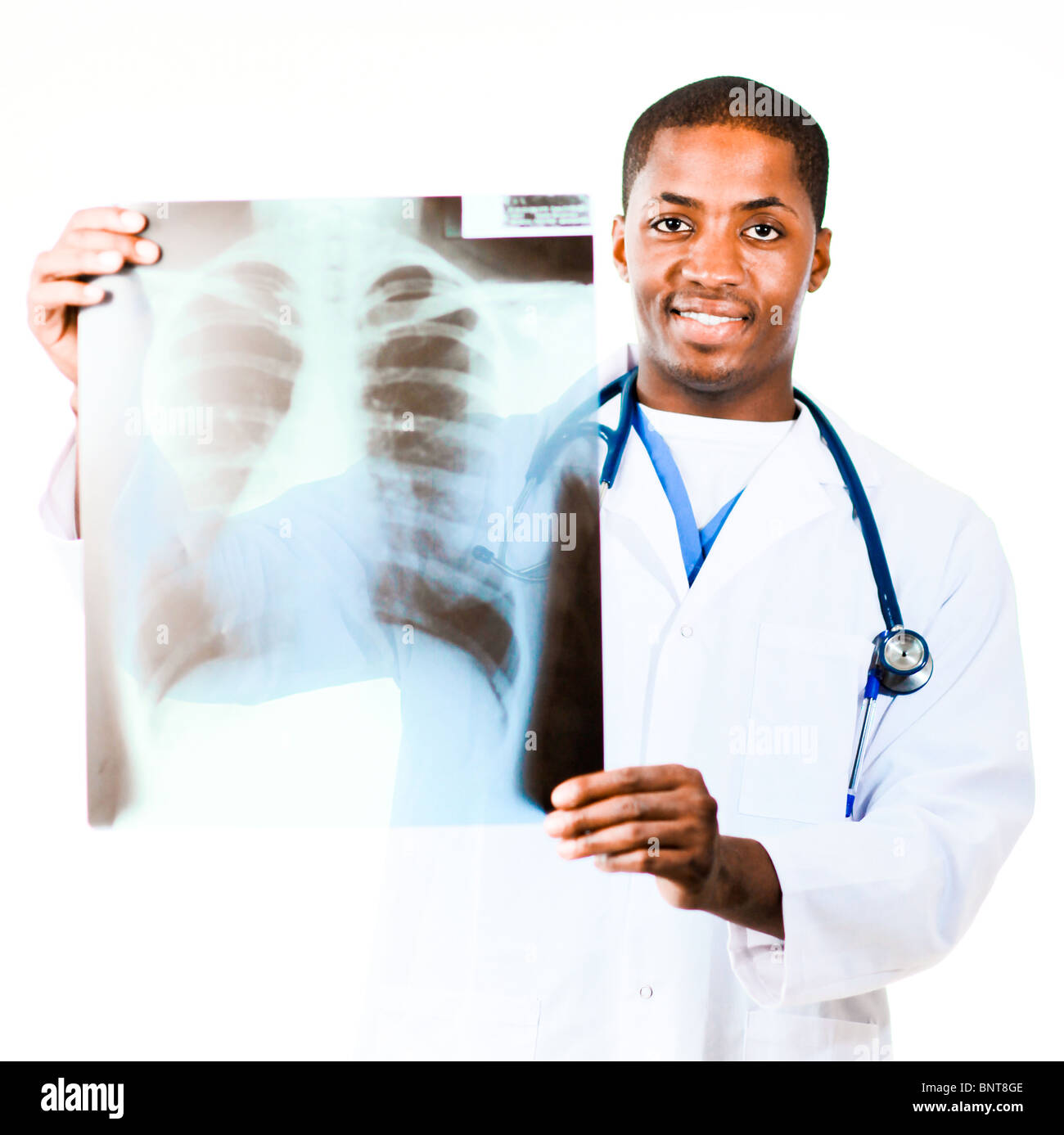 Medico guardando un x-ray Foto Stock