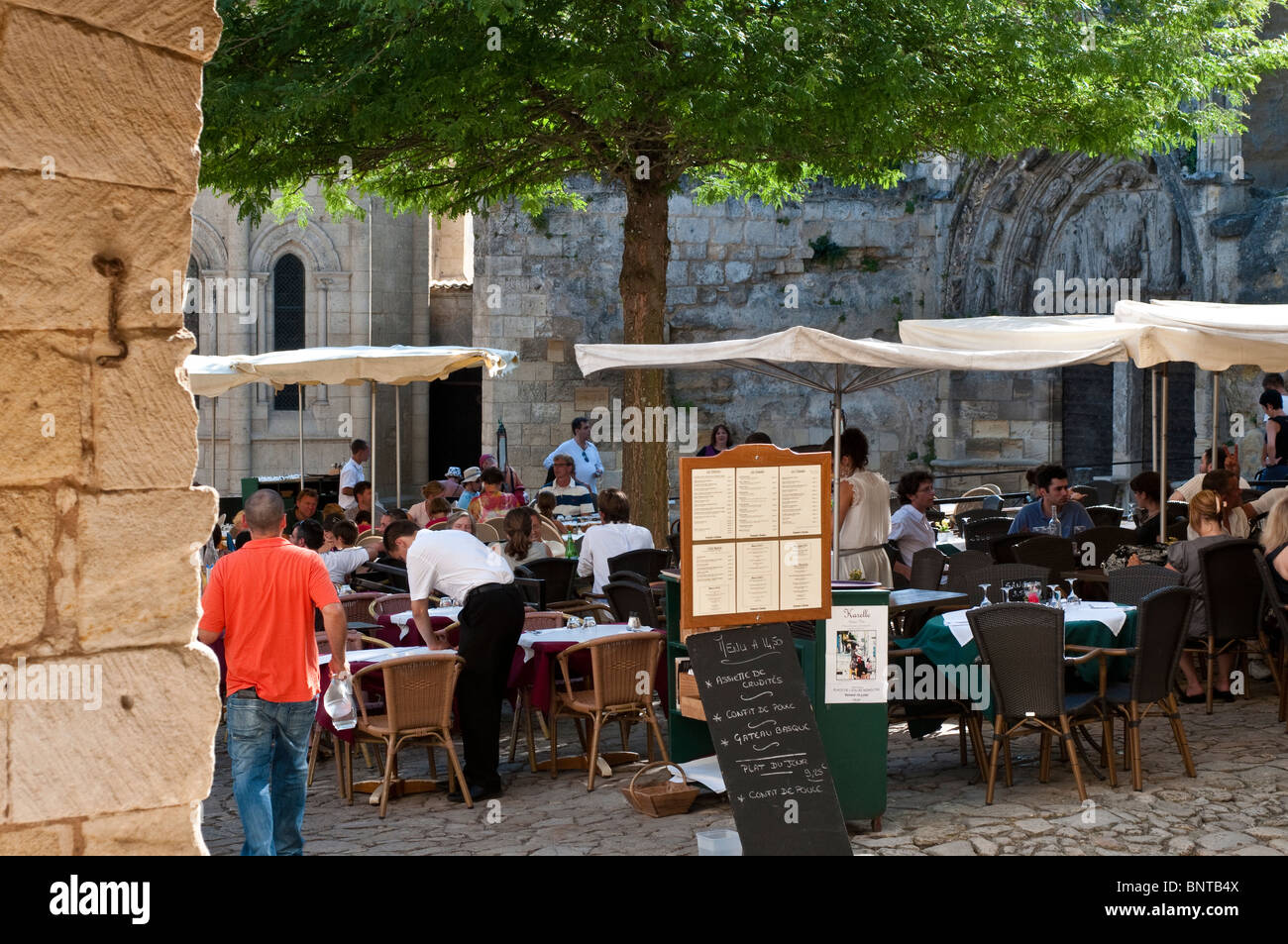 Ristorante, St Emilion, regione di Bordeaux, Francia Foto Stock