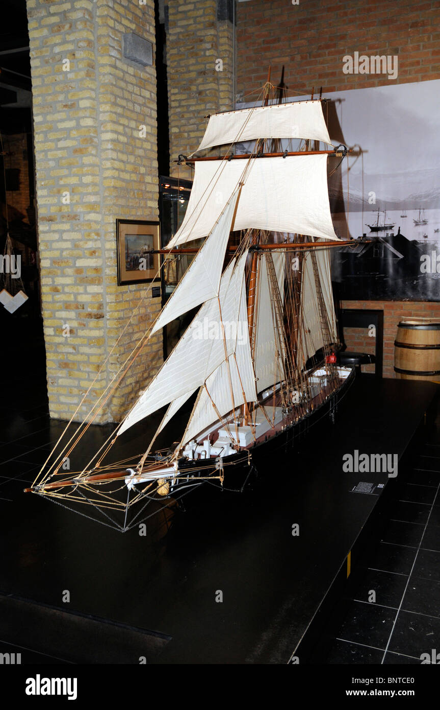 Modello di nave a vela nel porto di Dunkirk Museum, Francia Foto Stock