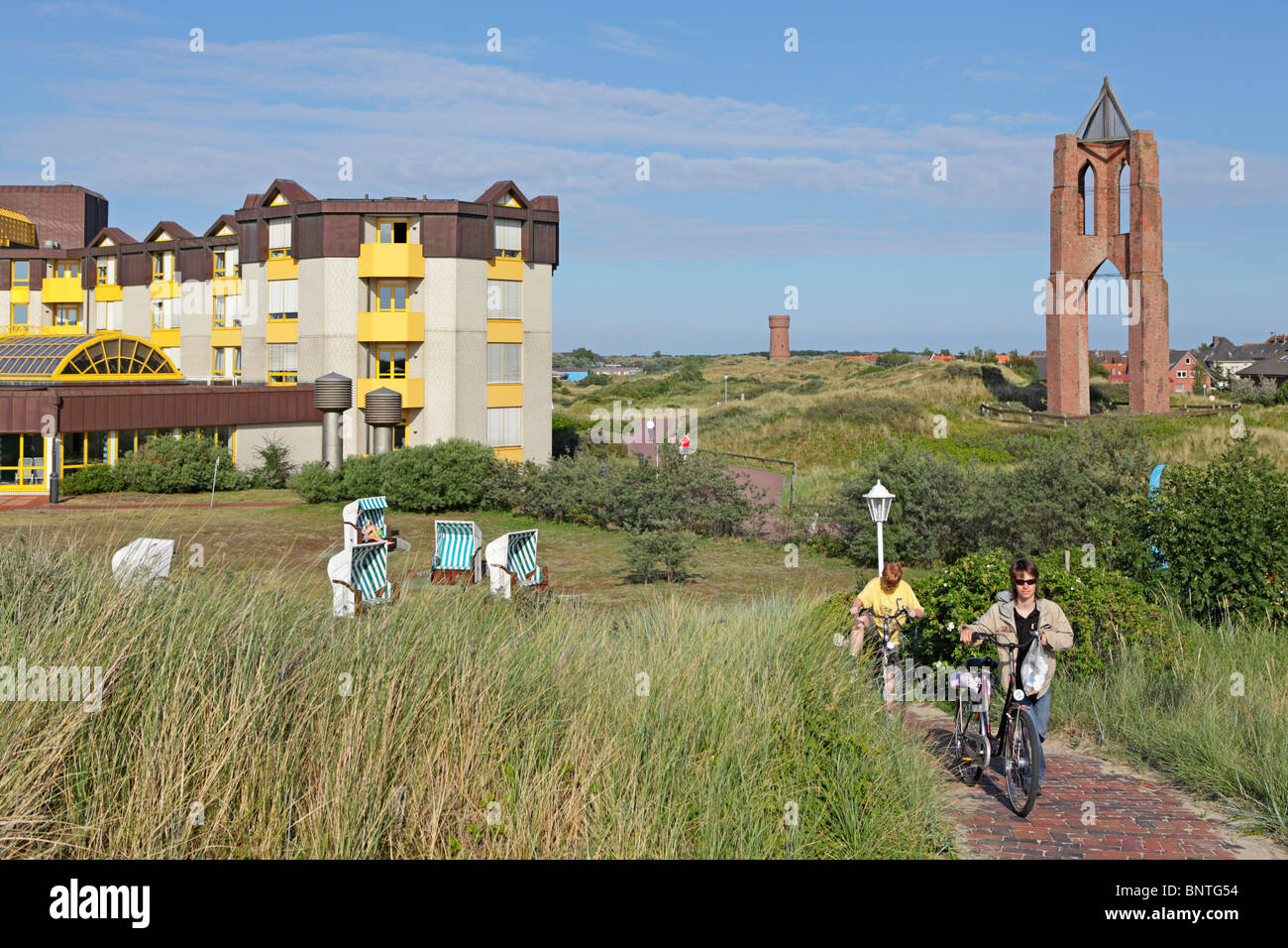 Vecchio contrassegno di navigazione chiamato 'Dcome grosse Kaap' sull isola Borkum, East Friesland, costa del Mare del Nord, Bassa Sassonia, Germania Foto Stock