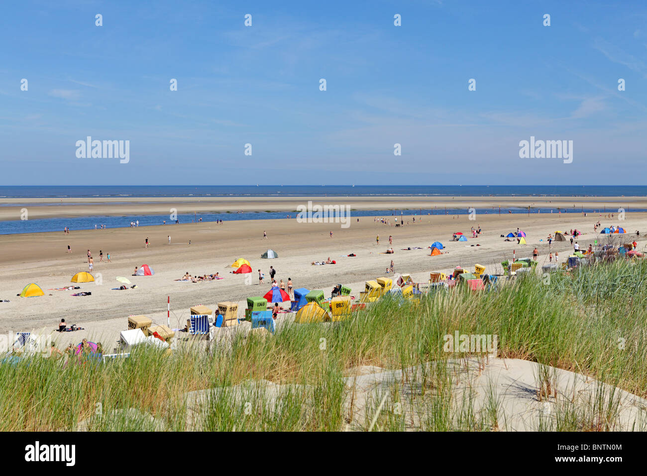 Spiaggia, Langeoog isola, East Friesland, Bassa Sassonia, Germania Foto Stock