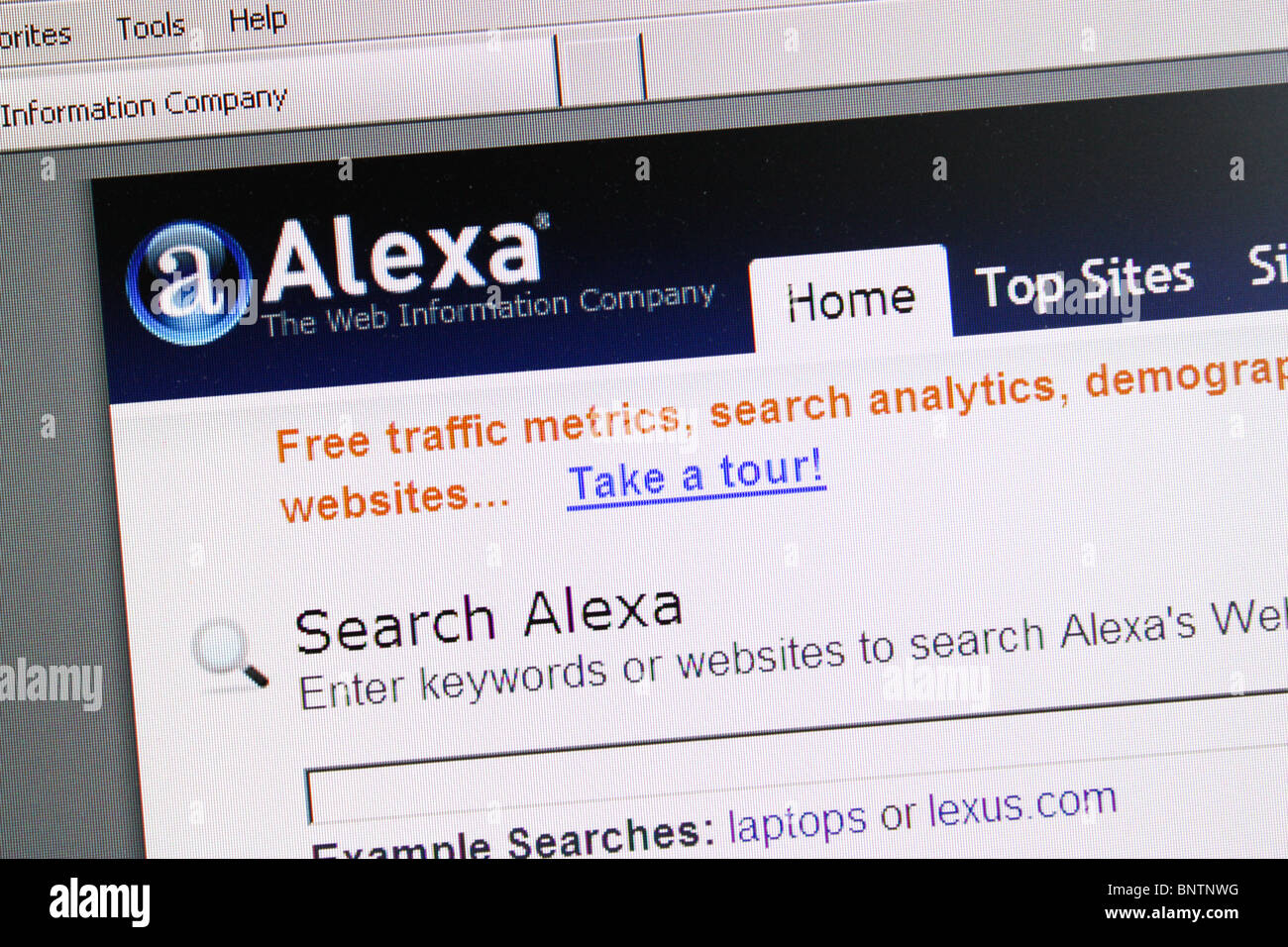 Alexa web informazioni classifiche Foto Stock
