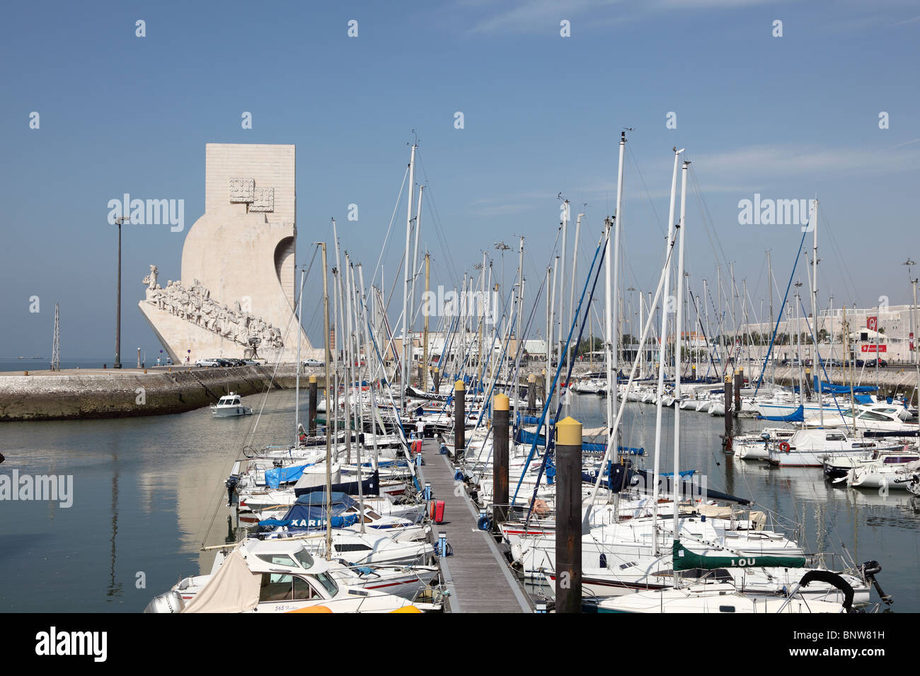 Il Monumento delle Scoperte e Marina di Lisbona, Portogallo Foto Stock