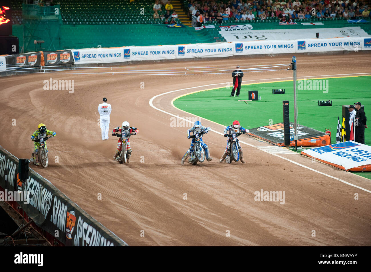 2010 British Speedway Grand Prix, svoltasi presso il Millennium Stadium di Cardiff nel luglio 2010. Foto Stock