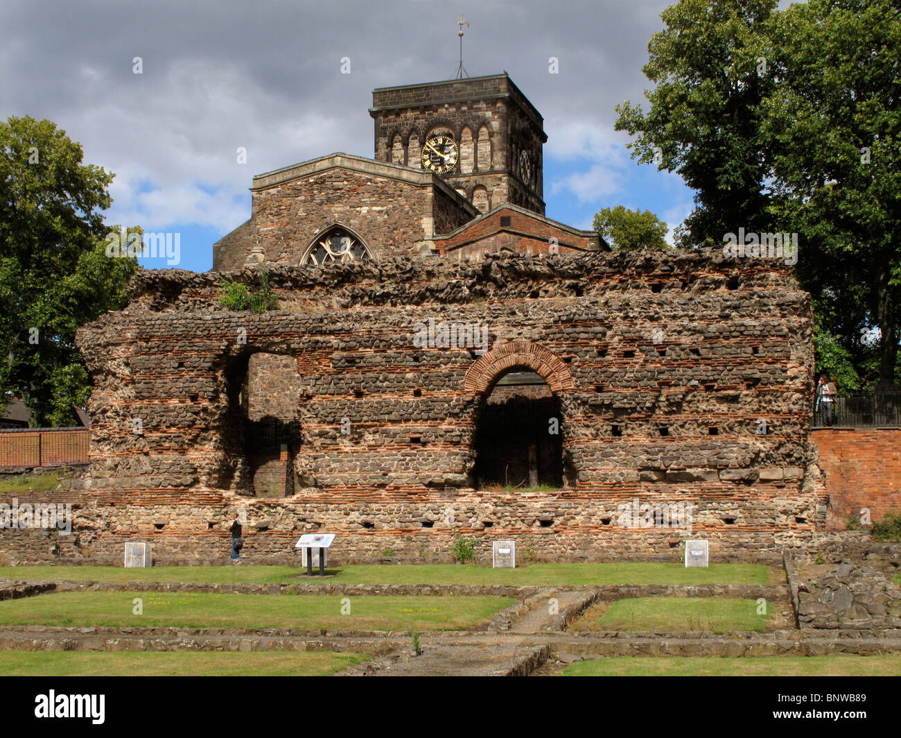 Jewry Wall e Leicester, Leicestershire, Inghilterra Foto Stock