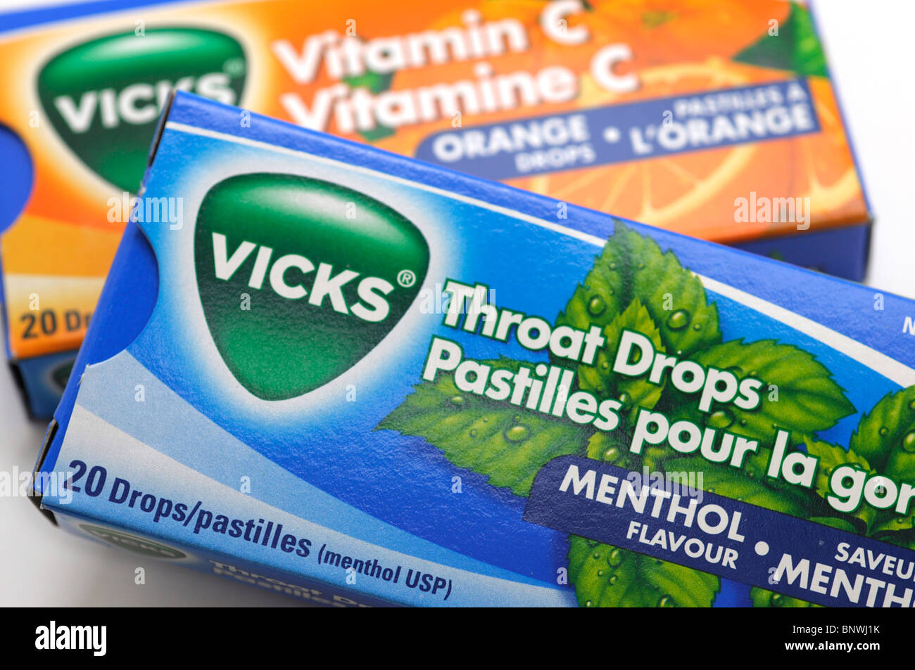 Gola scende e vitamina C supplemento Foto Stock
