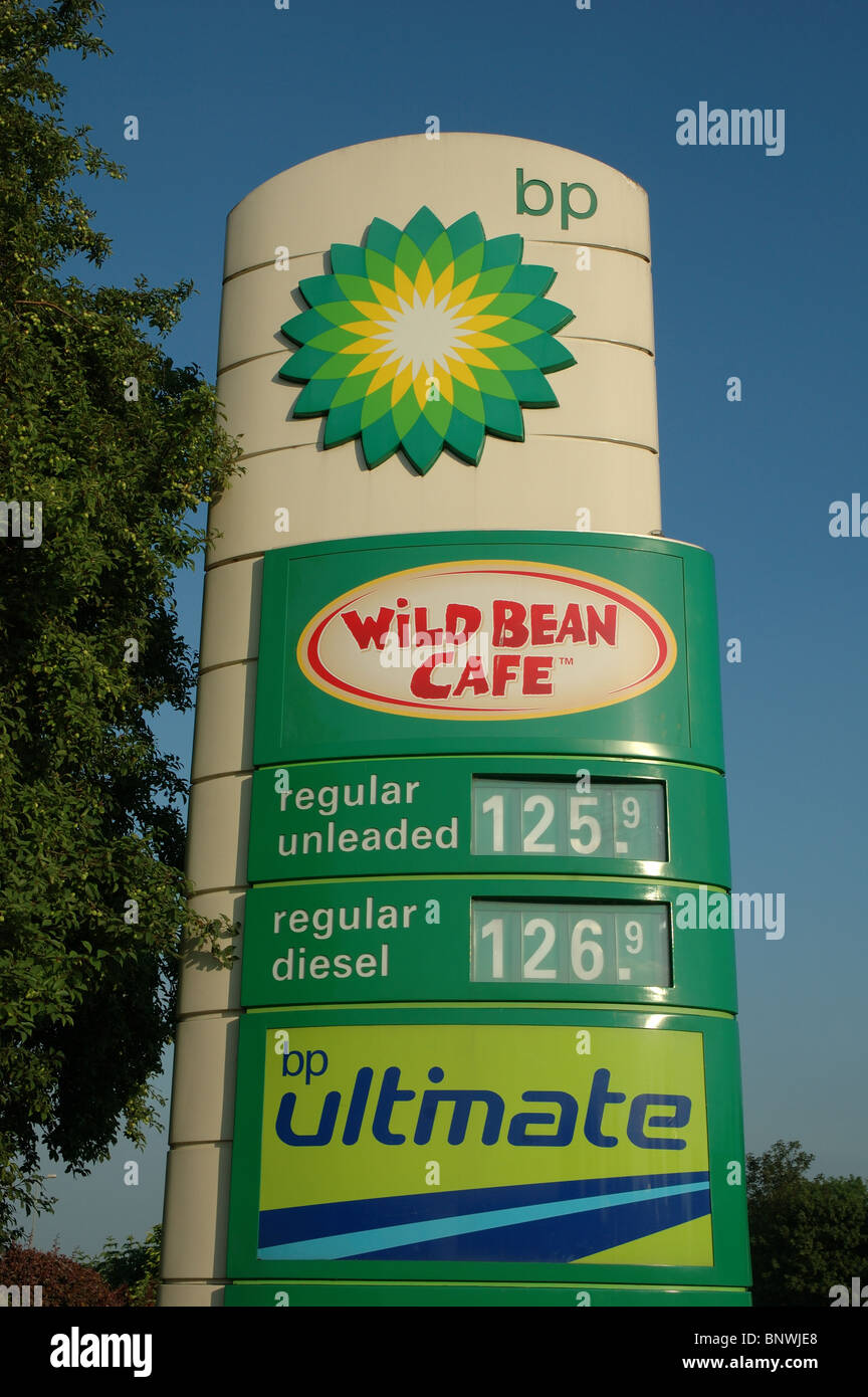 BP segno, Watford Gap servizi sulla autostrada M1, Northamptonshire, England, Regno Unito Foto Stock
