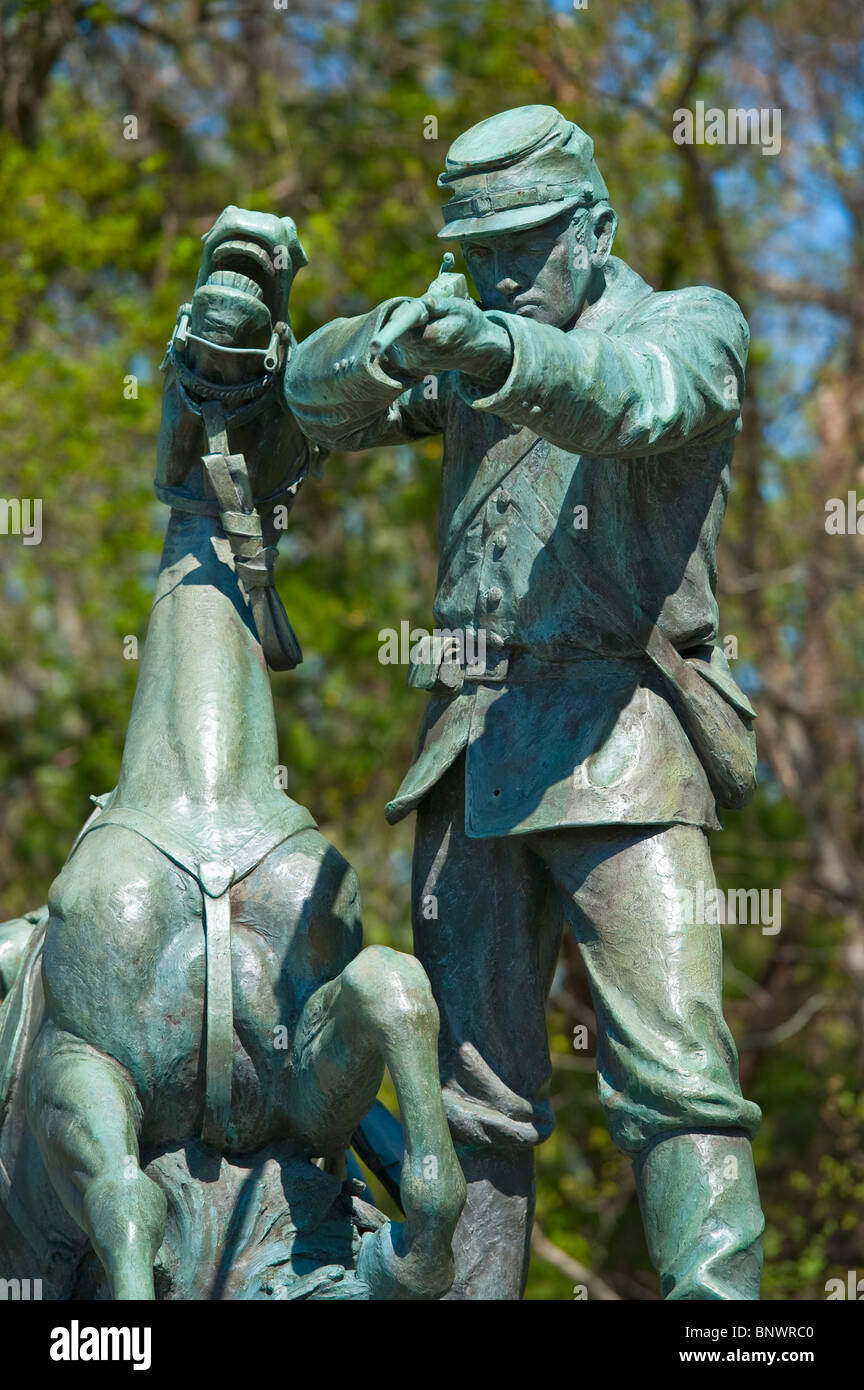 Statua di unione soldato e cavallo in Military Park Foto Stock