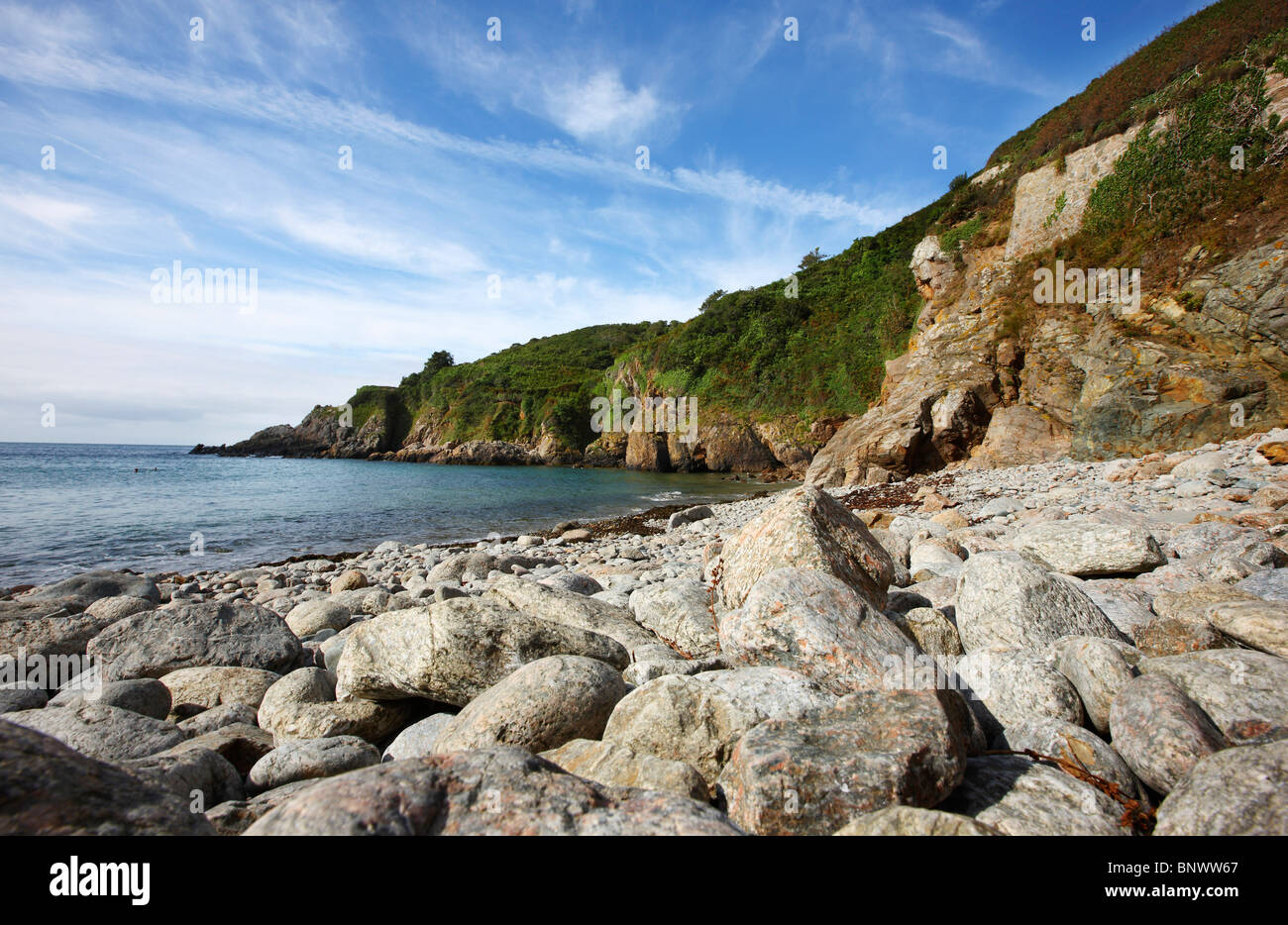 Spiaggia di Petit Bot Bay, Guernsey, Isole del Canale, Regno Unito, Europa Foto Stock