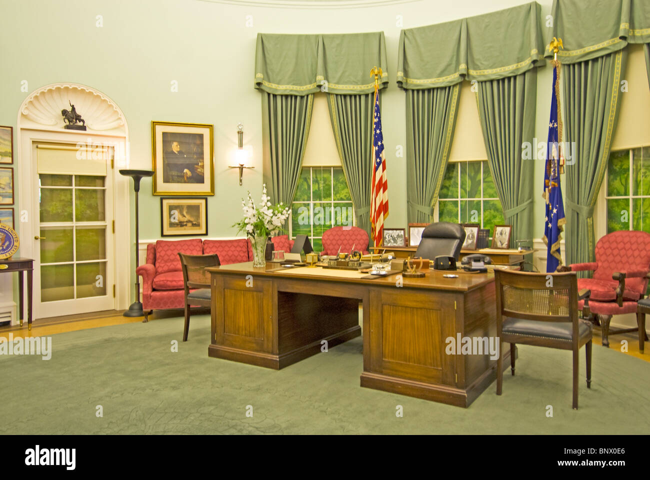 Replica di Harry S Truman dell Ufficio Ovale a Truman National Historic Site, indipendenza, Missouri Foto Stock