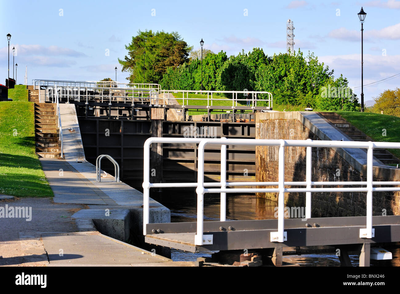 Neptune's Staircase, una scala della serratura del Caledonian Canal a Banavie, Fort William, Highlands, Scotland, Regno Unito Foto Stock