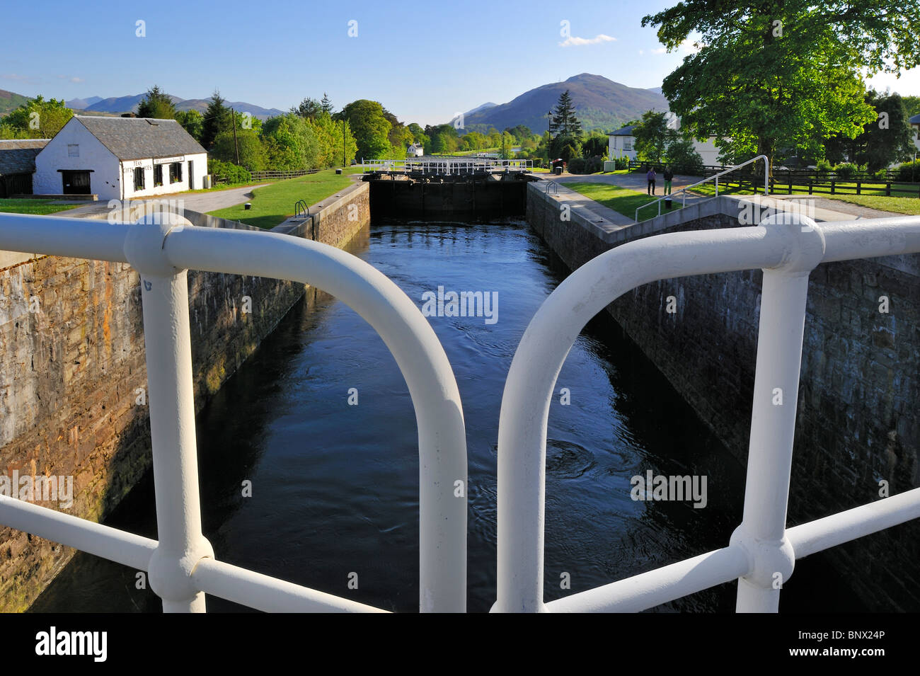 Neptune's Staircase, una scala della serratura del Caledonian Canal a Banavie, Fort William, Highlands, Scotland, Regno Unito Foto Stock
