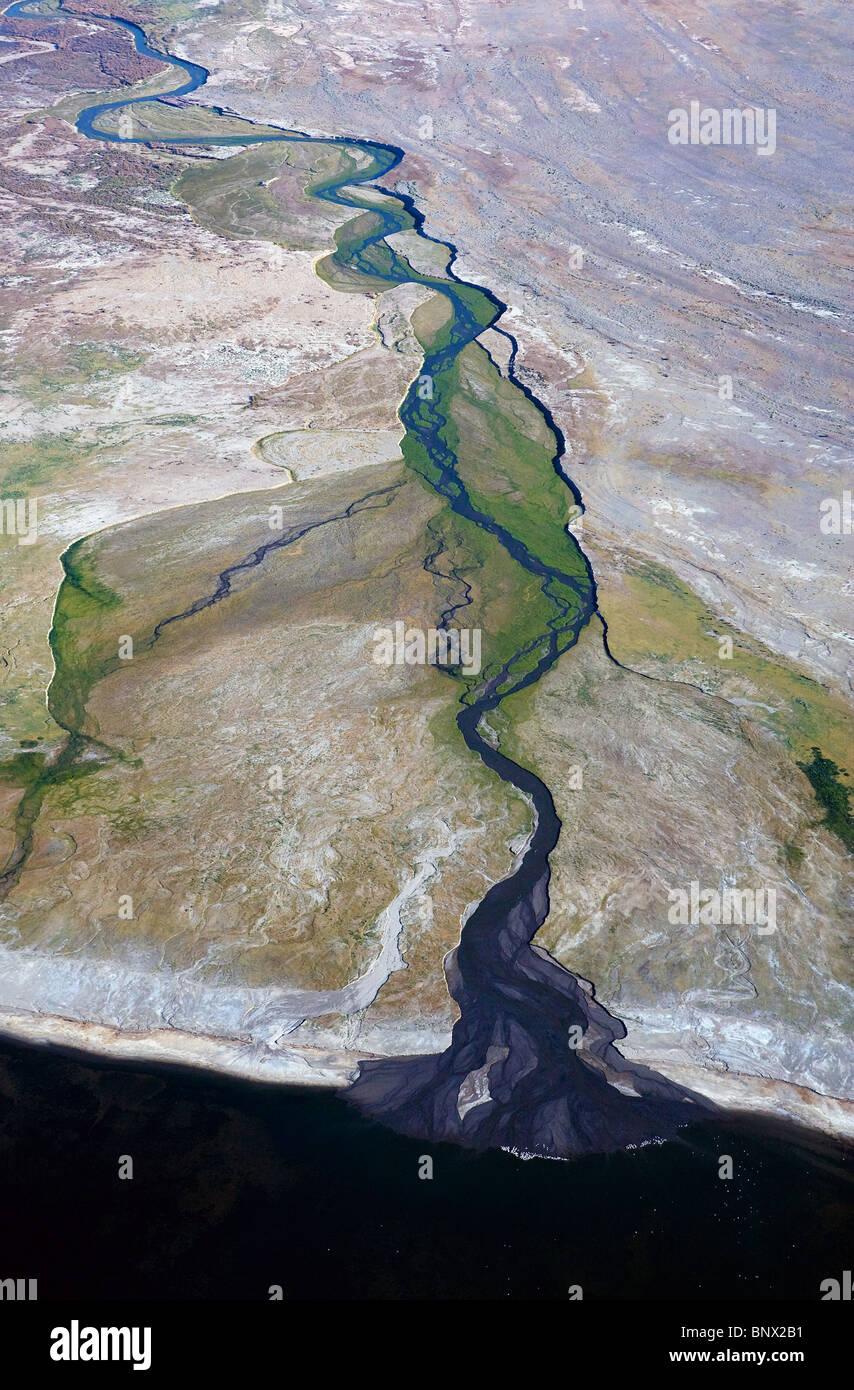 Fotografia aerea del deserto serpeggiante fiume Arizona Foto Stock