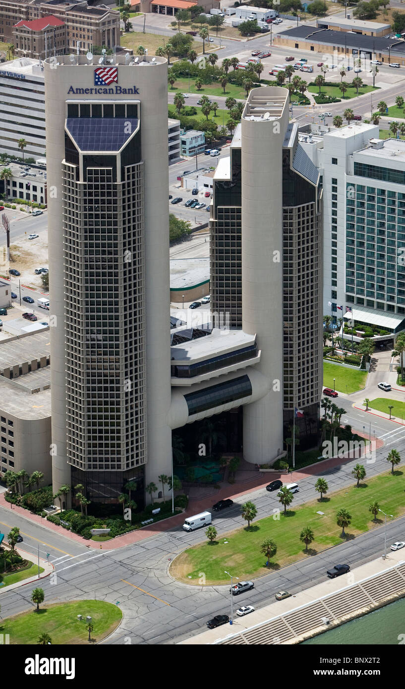 Vista aerea sopra la banca americana tower Bayfront Hotel Corpus Christi Texas Foto Stock