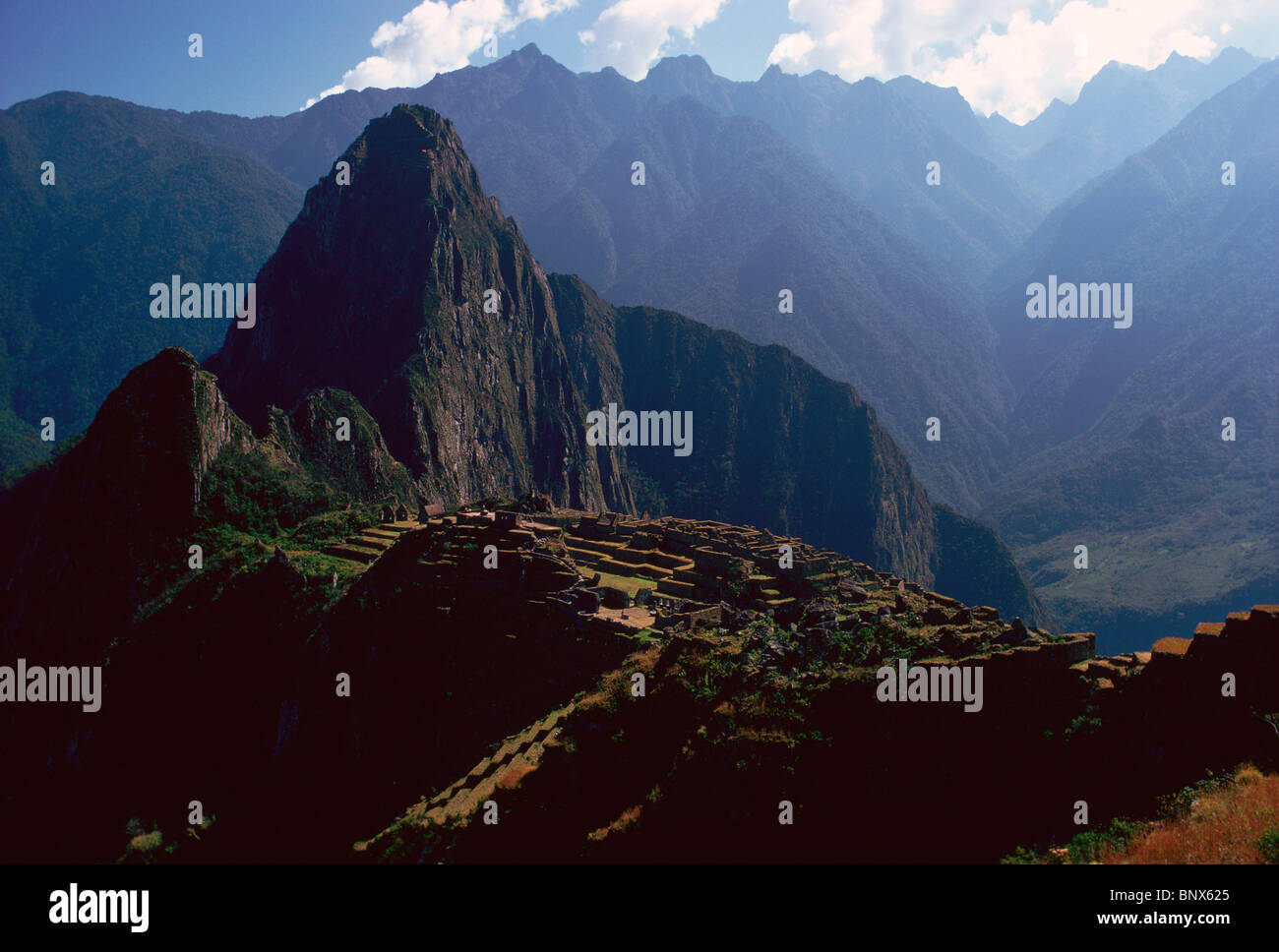 Machu Picchu, cittadella perduta degli Incas, vicino a Cuzco, Perù. Foto Stock