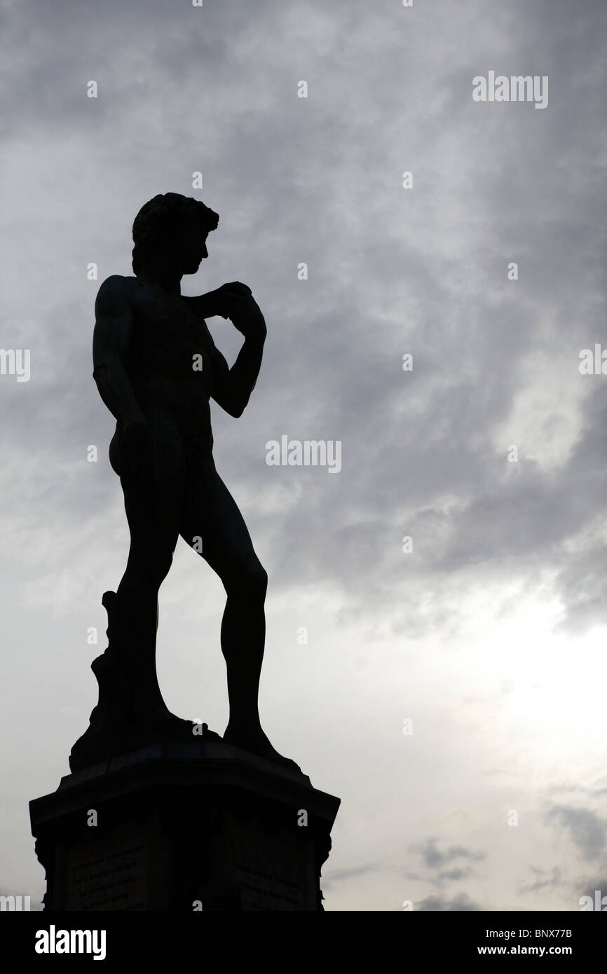 Monumento a Michelangelo - Statua di Davide sopra Firenze, Italia Foto Stock