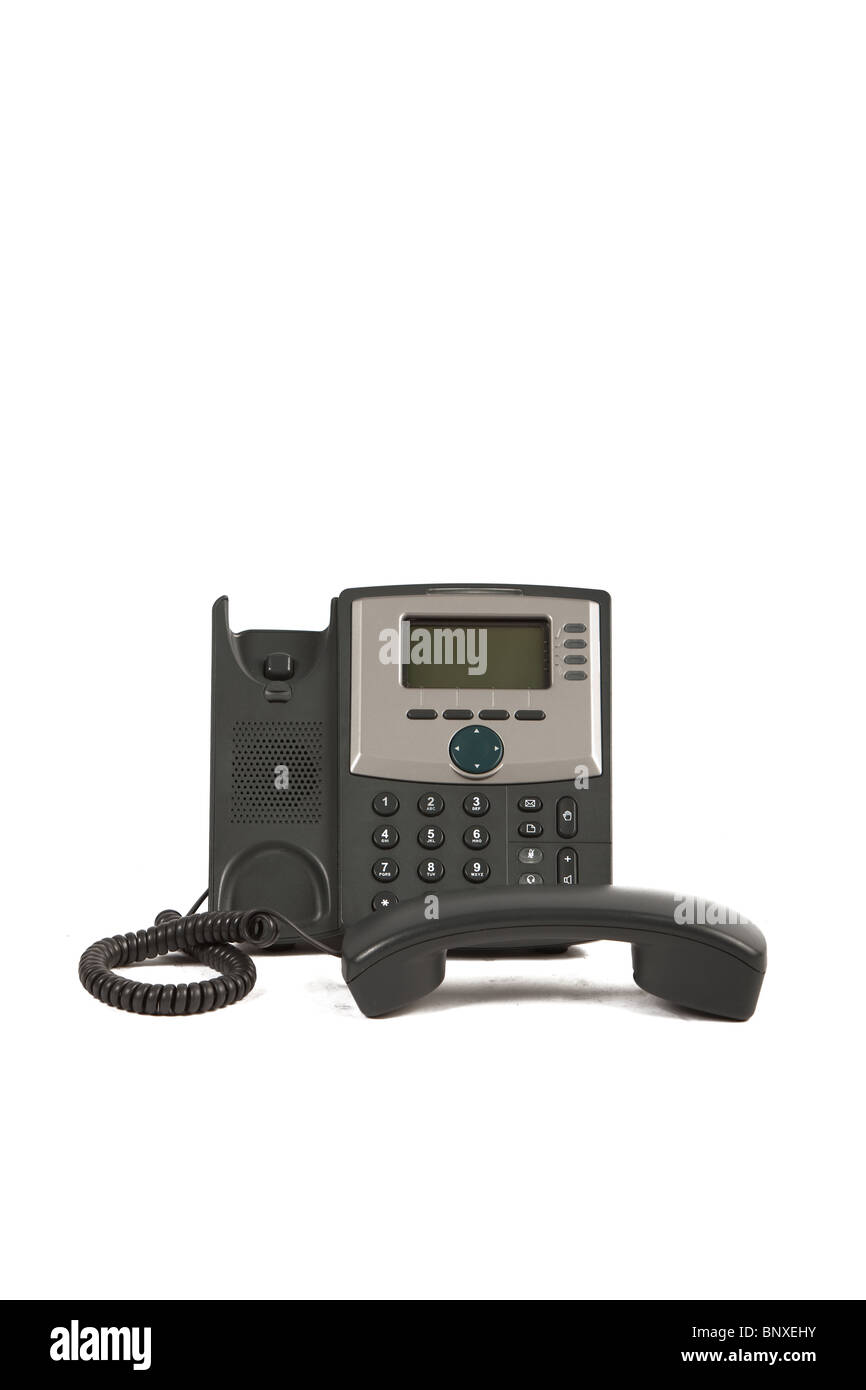 IP Phone Off il gancio sul bianco sfondo isolato Foto Stock