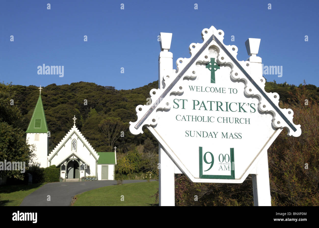 San Patrizio chiesa cattolica di Akaroa Nuova Zelanda Foto Stock