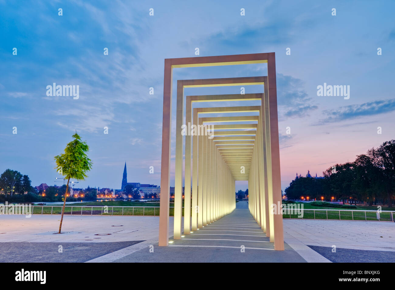 Portico, ingresso al sito della Federal Garden Show nel 2009, Schwerin, Meclemburgo-Pomerania Occidentale, Germania Foto Stock