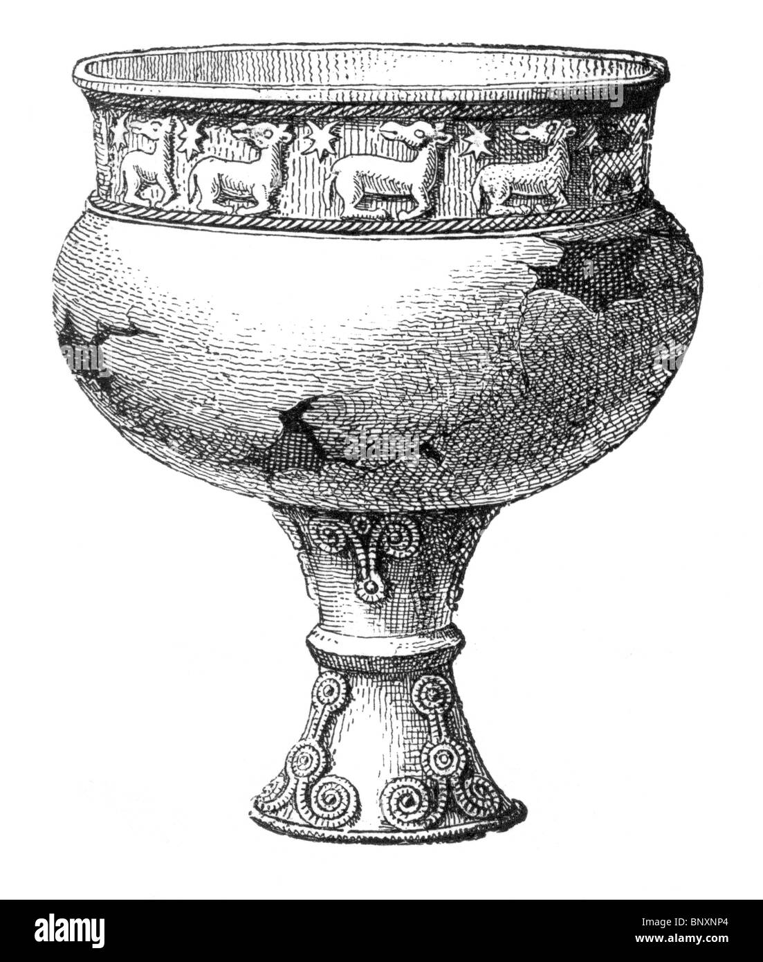 Bianco e Nero illustrazione di un Vichingo danese o Silver Cup Foto Stock