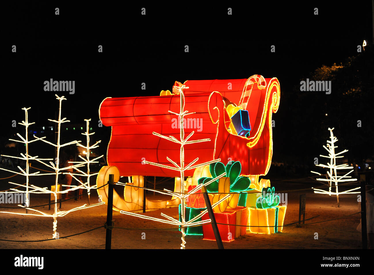 La notte di Natale in scena Santa Marta, Colombia Foto Stock