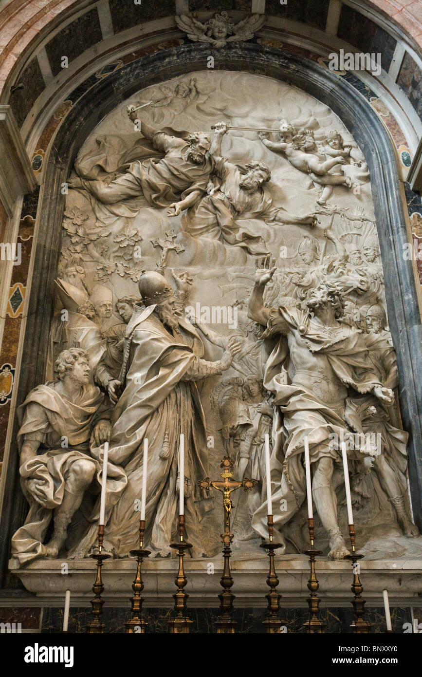 Altare di San Leone Magno, Basilica di San Pietro, Roma, Italia Foto Stock