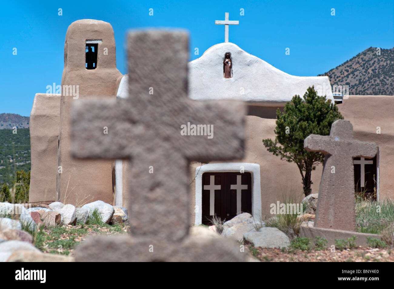 Centro storico la chiesa di San Francisco in Golden New Mexico Foto Stock