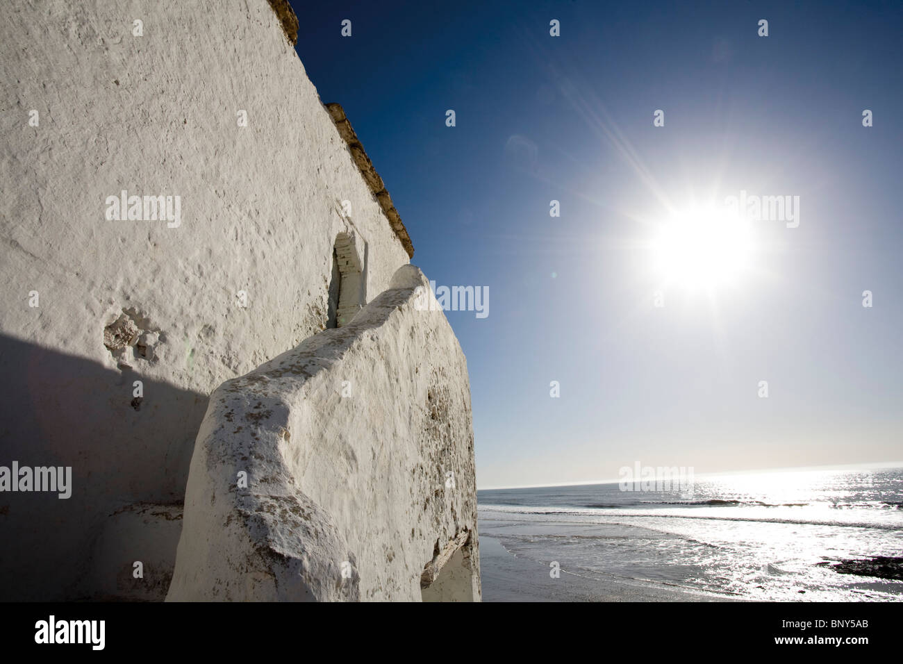 Marocco Essaouira, Sidi-Kaouki beach, Marabout house Foto Stock