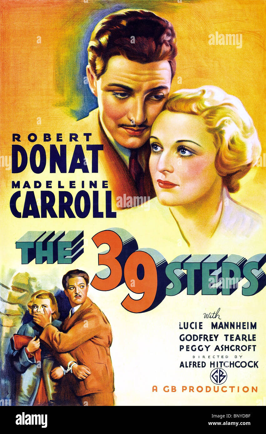 ROBERT DONAT, MADELEINE CAROLL POSTER, i 39 passi, 1935 Foto Stock