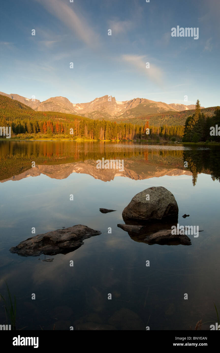 Ratti Sprague Lago di Sunrise, Rocky Mountain National Park, COLORADO, Stati Uniti d'America Foto Stock