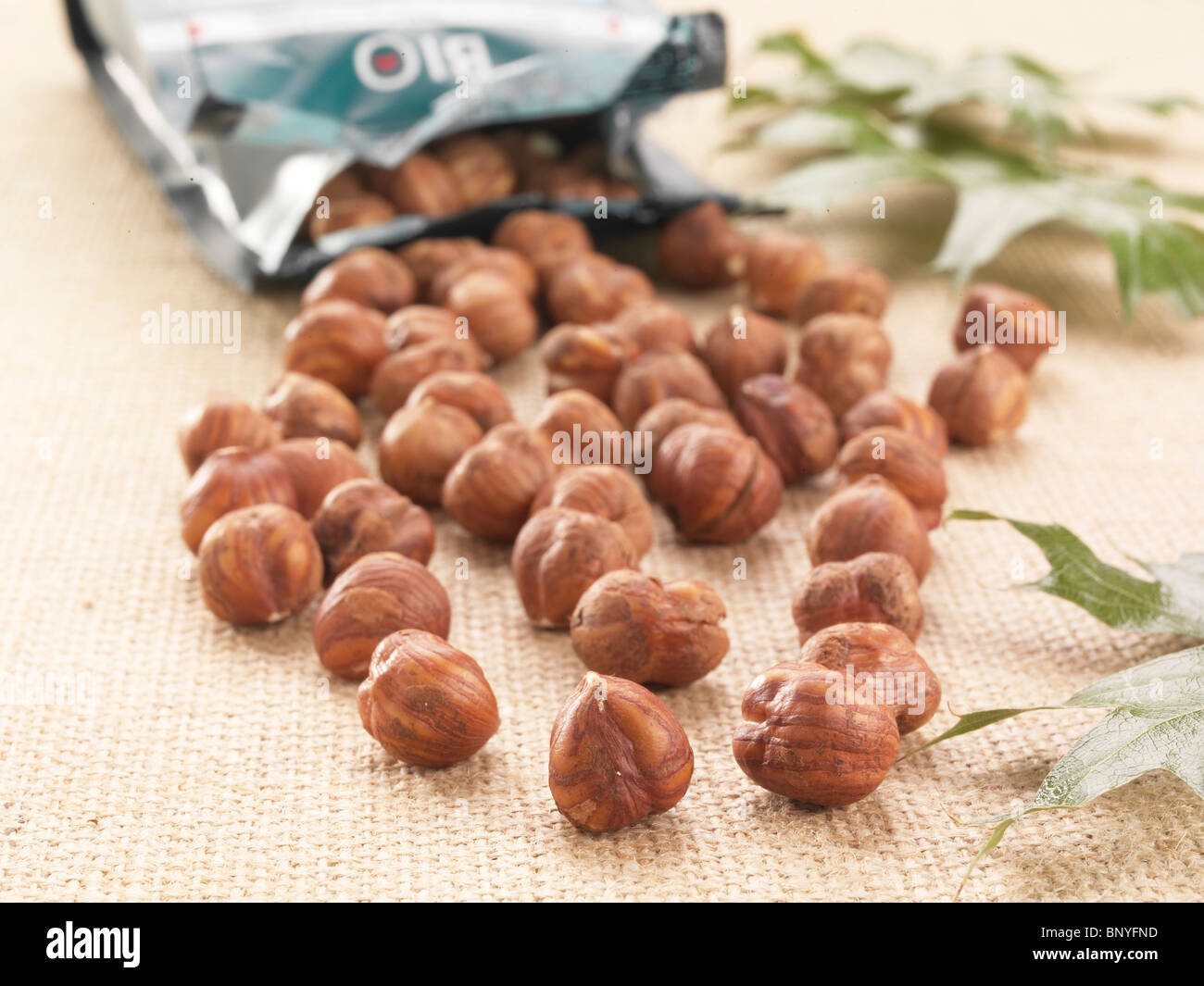 Nocciole organico in un pacco Foto Stock