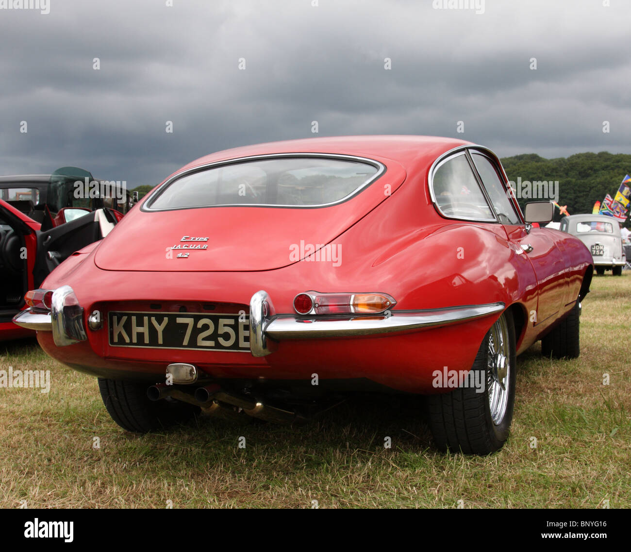 Un'E-type Jaguar 4.2 classic auto sportiva a un auto classica mostra nel Regno Unito Foto Stock