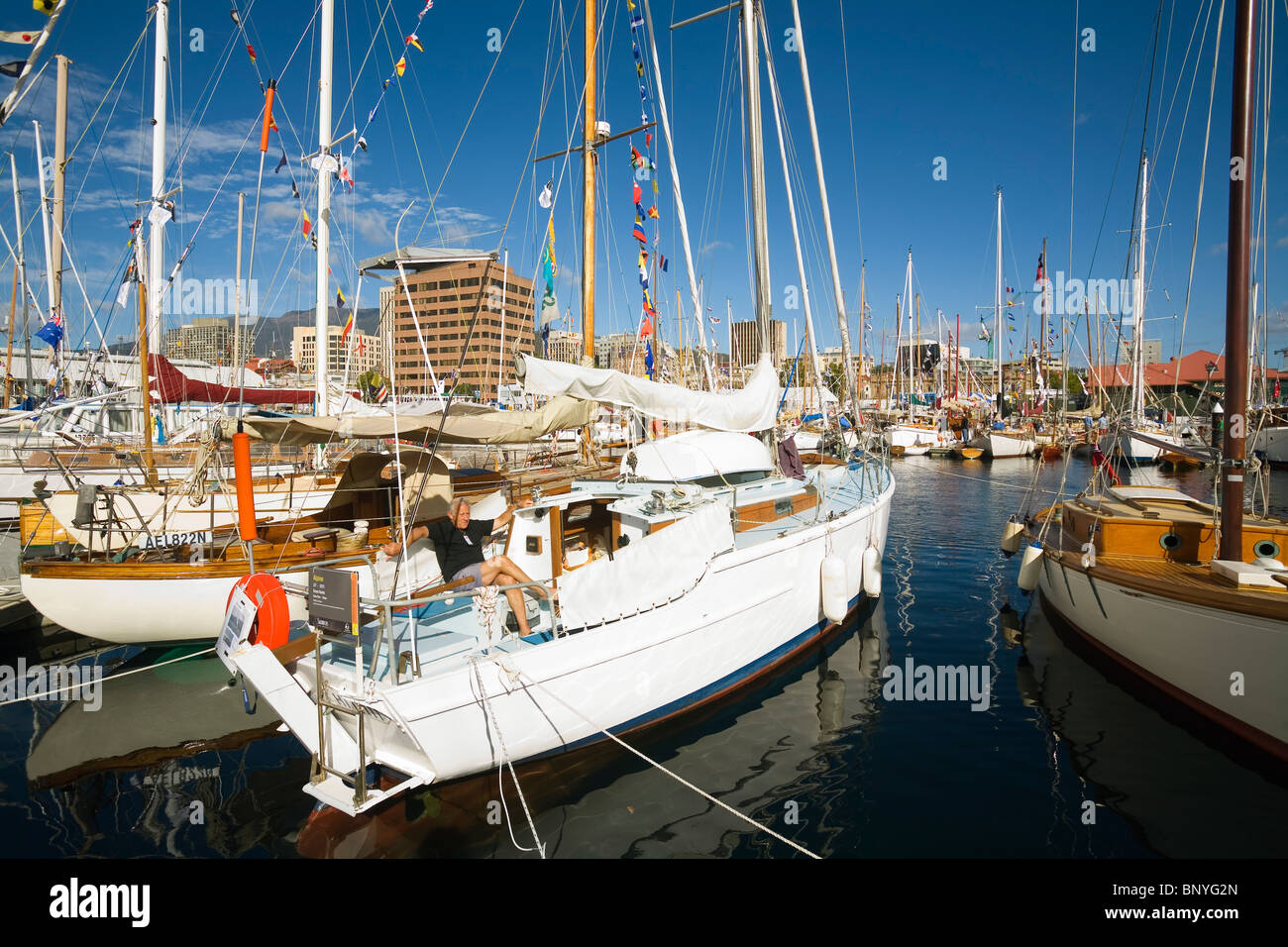 La barca di legno festival. Hobart, Tasmania, Australia Foto Stock