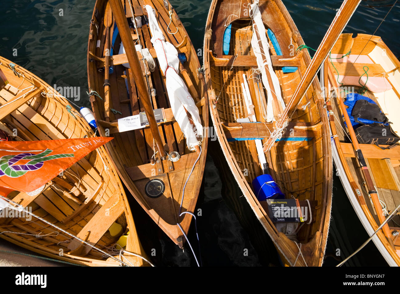 Barche in legno a Constitution Dock, durante la barca di legno Festival. Hobart, Tasmania, Australia Foto Stock