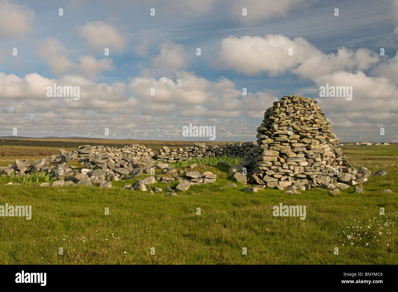 Il rovinato broch alla Dun Bhuirgh, Mealabost, a nord ovest di Lewis, Ebridi Esterne. Western Isles, Scozia. SCO 6229 Foto Stock