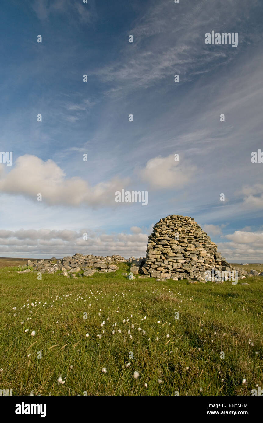 Il rovinato broch alla Dun Bhuirgh, Mealabost, a nord ovest di Lewis, Ebridi Esterne. Western Isles, Scozia. SCO 6231 Foto Stock