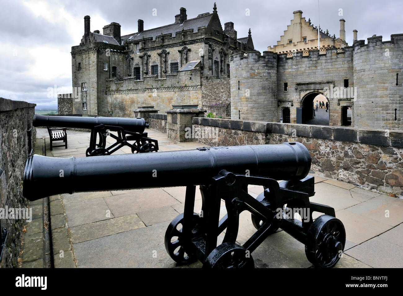 I cannoni al Castello di Stirling, Scozia, Regno Unito Foto Stock