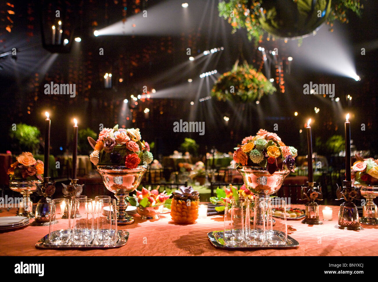 Decorazioni e inserire le impostazioni per il Messico membro cena presso la Casa Bianca. Foto Stock