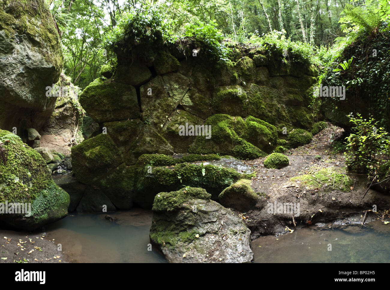 Resti di una diga Etrusca, vicino a Soriano nel Cimino, Italia centrale. Foto Stock