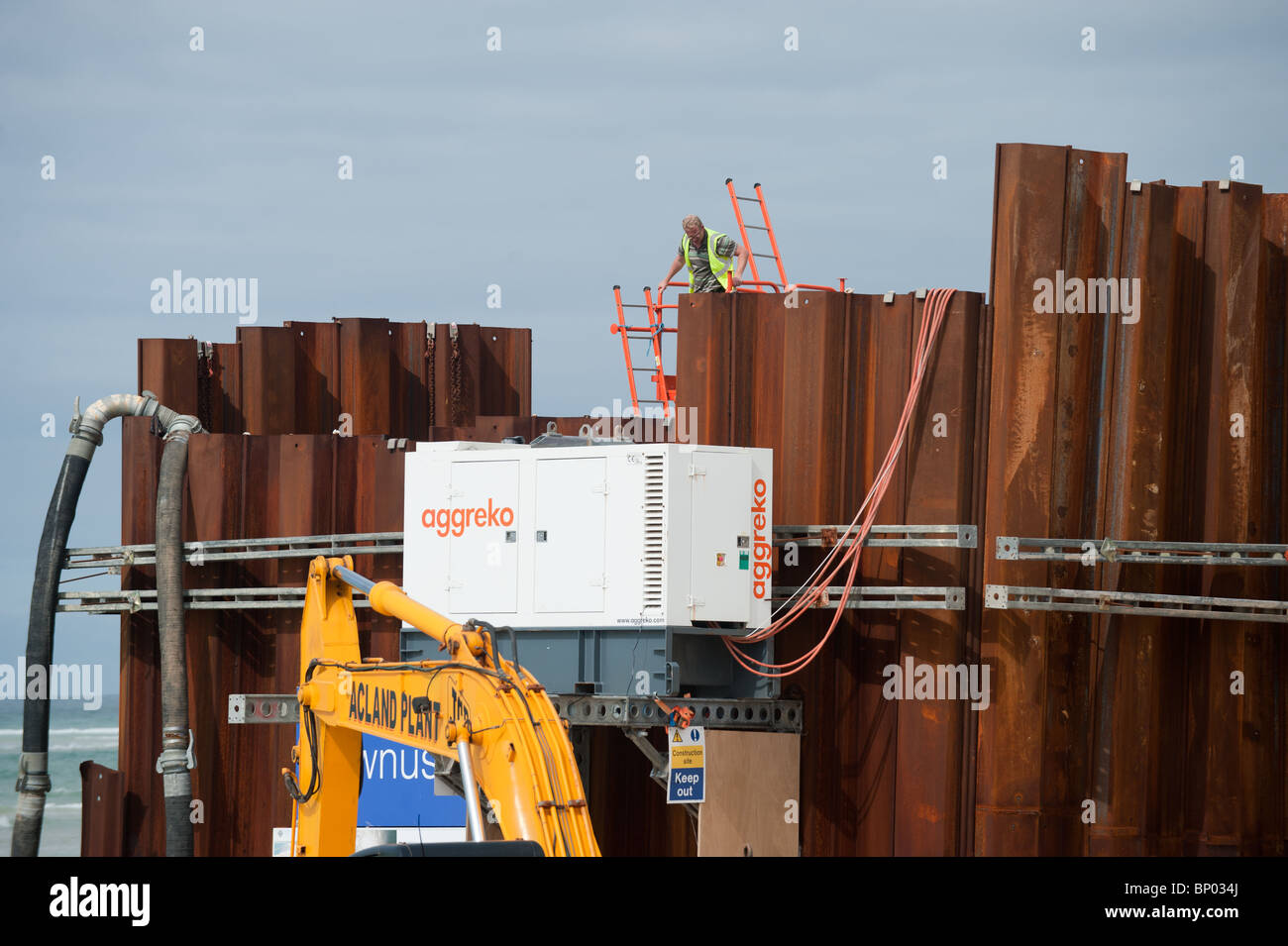 Installazione Wavehub lavorare a Hayle, Cornwall Foto Stock