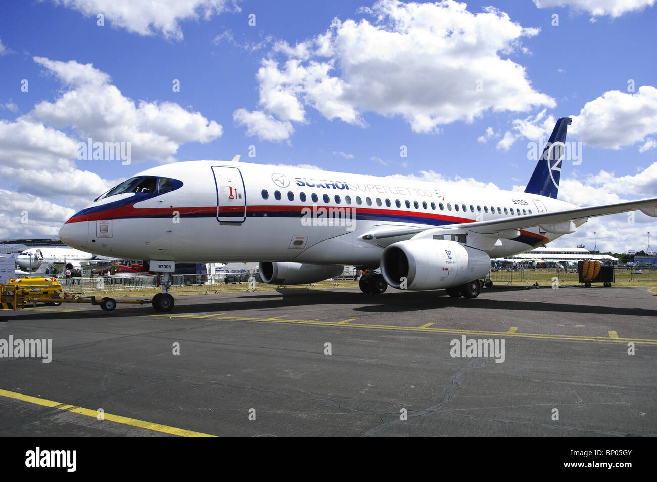 Sukhoi Superjet 100 all'Airshow di Farnborough Foto Stock